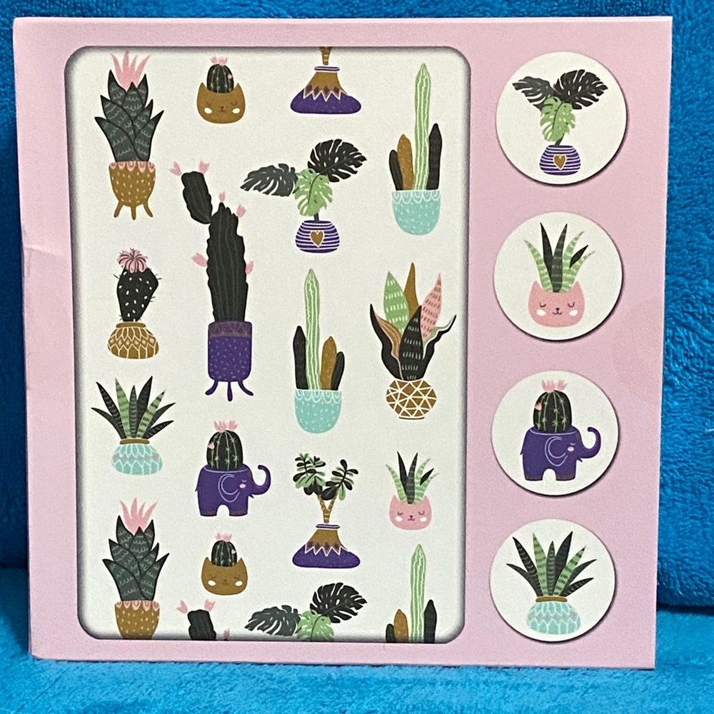 Pink Cactus and Animal Print Stationery Set
